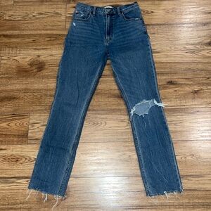 Abercrombie & Fitch Distressed Dark Blue Straight-Leg Jeans